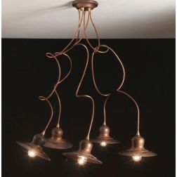 PLAFONIERA 5 LUCI IN OTTONE INVECCHIATO E RAME PRODOTTO IN ITALIA DALLA IMAS IMAS - Cristalensi Shop Online 2