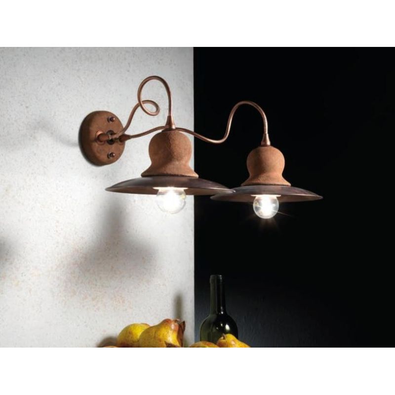 APPLIQUE 2 LUCI CON IN OTTONE E CERAMICA CON BRACCI FLESSIBILI IN STILE RUSTICO IMAS - Cristalensi Shop Online
