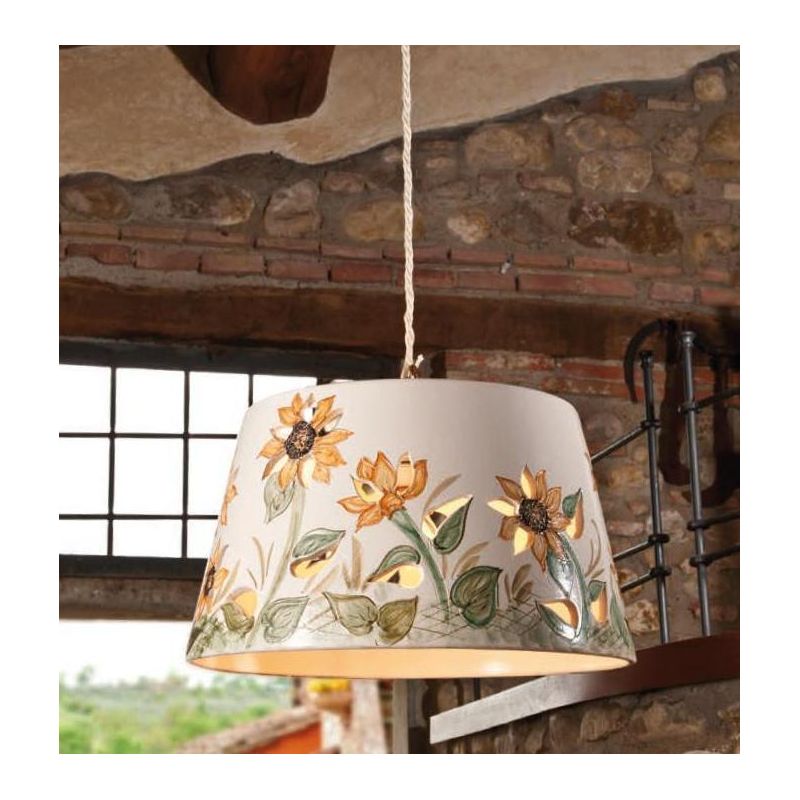 SOSPENSIONE VINTAGE IN CERAMICA CON DECORO GIRASOLI FATTO A MANO DALLA IMAS IMAS - Cristalensi Shop Online
