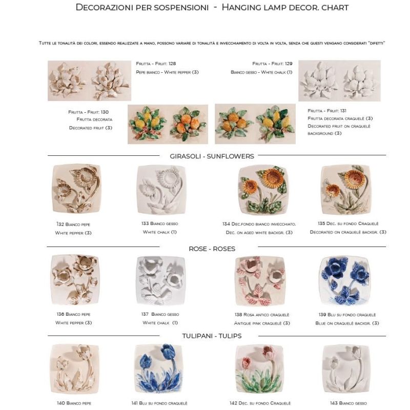 SOSPENSIONE VINTAGE IN CERAMICA CON DECORO GIRASOLI FATTO A MANO DALLA IMAS IMAS - Cristalensi Shop Online