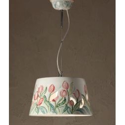 SOSPENSIONE STILE VINTAGE IN CERAMICA CON DECORO TULIPANI FATTI A MANO IN ITALIA IMAS - Cristalensi Shop Online 2