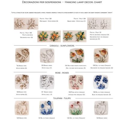 SOSPENSIONE STILE VINTAGE IN CERAMICA CON DECORO TULIPANI FATTI A MANO IN ITALIA IMAS - Cristalensi Shop Online