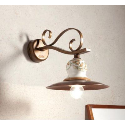 APPLIQUE CON PIATTO IN OTTONE E TERRACOTTA IN STILE RUSTICO PRODOTTO IN ITALIA DALLA IMAS IMAS - Cristalensi Shop Online