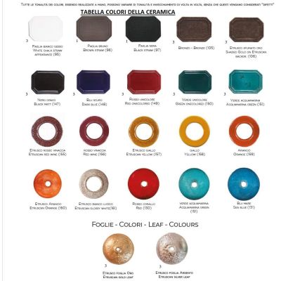 LAMPADARIO 6 LUCI IN FERRO BATTUTO CON PIATTI IN OTTONE E CERAMICA MADE IN ITALY DELLA IMAS IMAS - Cristalensi Shop Online