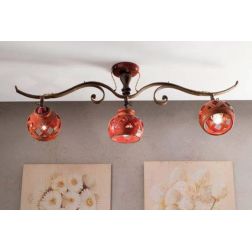 BINARIO 3 LUCI RUSTICO IN TERRACOTTA INTAGLIATA DECORATA A MANO IN ITALIA DELLA IMAS IMAS - Cristalensi Shop Online 2