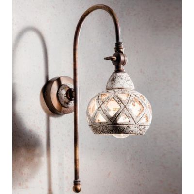 APPLIQUE A LANTERNA CON SNODO IN OTTONE E TERRACOTTA TRAFORATA IN STILE RUSTICO DELLA IMAS IMAS - Cristalensi Shop Online