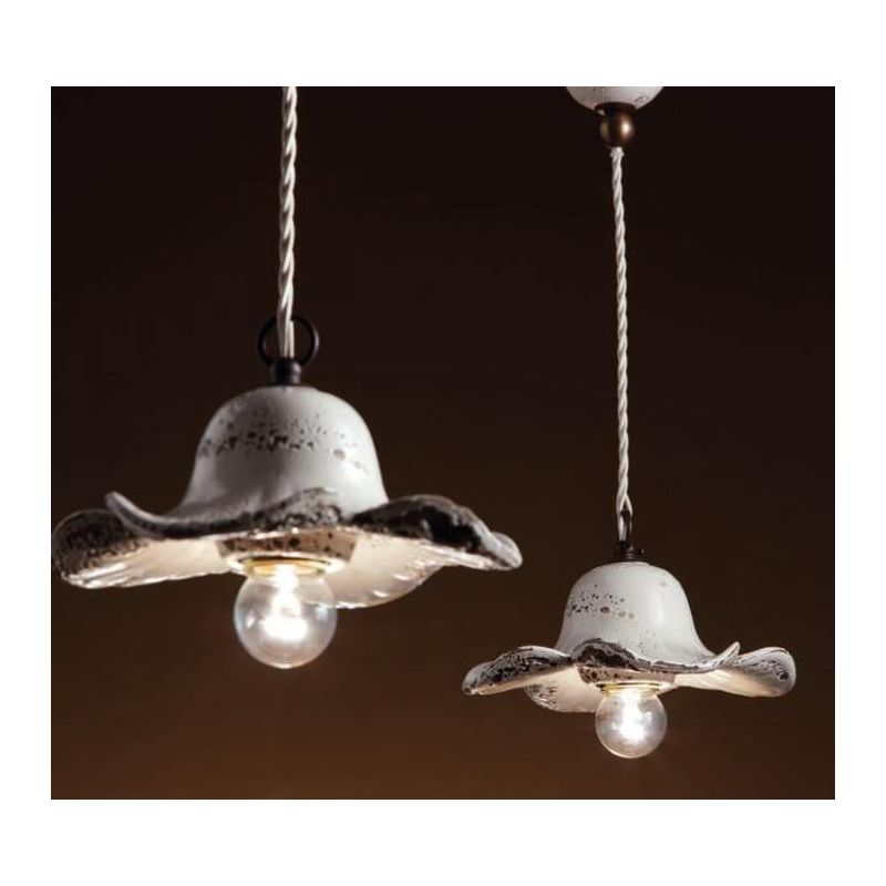 SOSPENSIONE RUSTICA FORMA A FIORE IN CERAMICA DECORATA A MANO MADE IN ITALY DELLA IMAS IMAS - Cristalensi Shop Online
