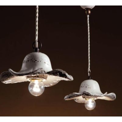SOSPENSIONE RUSTICA FORMA A FIORE IN CERAMICA DECORATA A MANO MADE IN ITALY DELLA IMAS IMAS - Cristalensi Shop Online