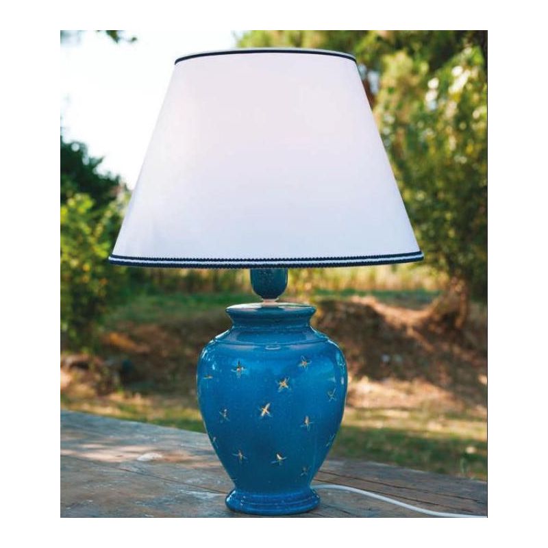 LAMPADA DA TAVOLO IN CERAMICA CON STELLINE TRAFORATE CON PARALUME MADE IN ITALY IMAS - Cristalensi Shop Online
