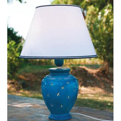 LAMPADA DA TAVOLO IN CERAMICA CON STELLINE TRAFORATE CON PARALUME MADE IN ITALY IMAS - Cristalensi Shop Online