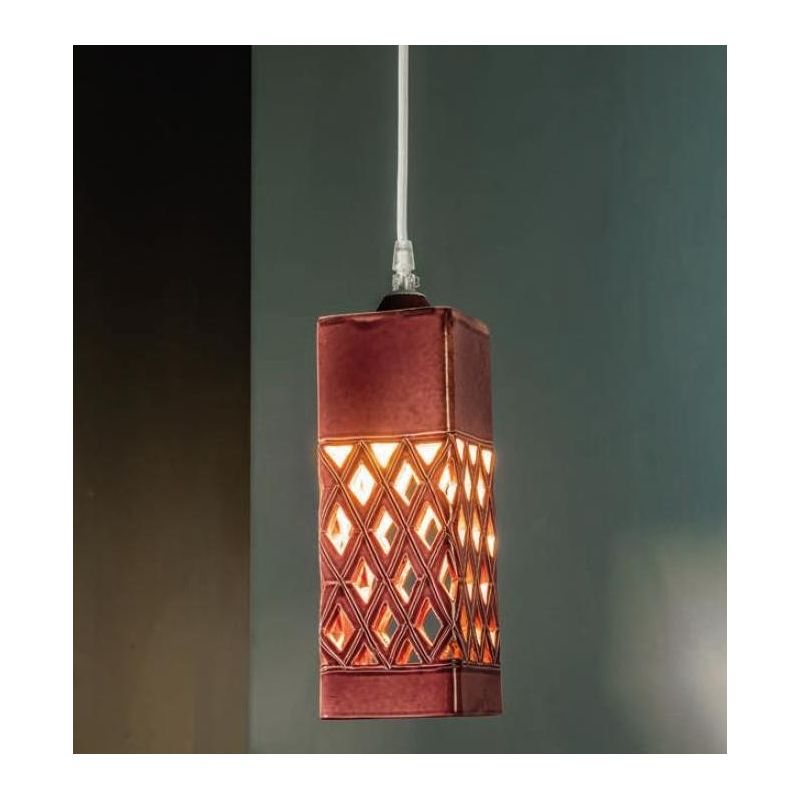 SOSPENSIONE VINTAGE CON CILINDRO IN TERRACOTTA INTAGLIATA PRODOTTA IN ITALIA DALLA IMAS IMAS - Cristalensi Shop Online