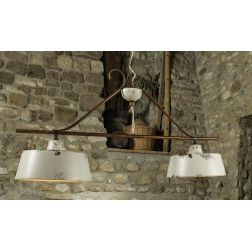 BILANCIERE 2 LUCI IN OTTONE CON CAMPANE IN TERRACOTTA DECORATA A MANO MADE IN ITALY DELLA IMAS IMAS - Cristalensi Shop Online 2