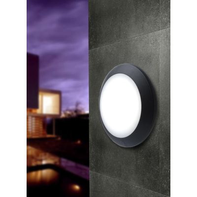 BERTA PLAFONIERA APPLIQUE DIAMETRO 27,5 ATTACCO 1XE27 IP66 IN RESINA BIANCA,GRIGIA O NERA DARK LIGHT - Cristalensi Shop Online