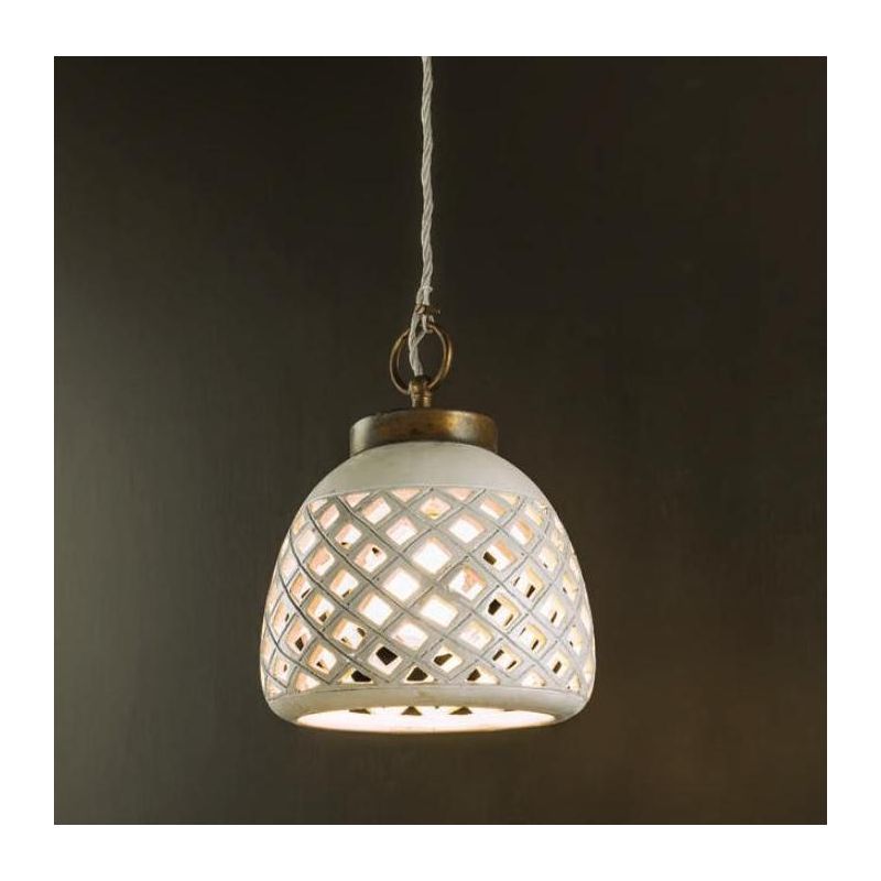 SOSPENSIONE IN STILE VINTAGE IN CERAMICA TRAFORATA MADE IN ITALY DELLA IMAS IMAS - Cristalensi Shop Online