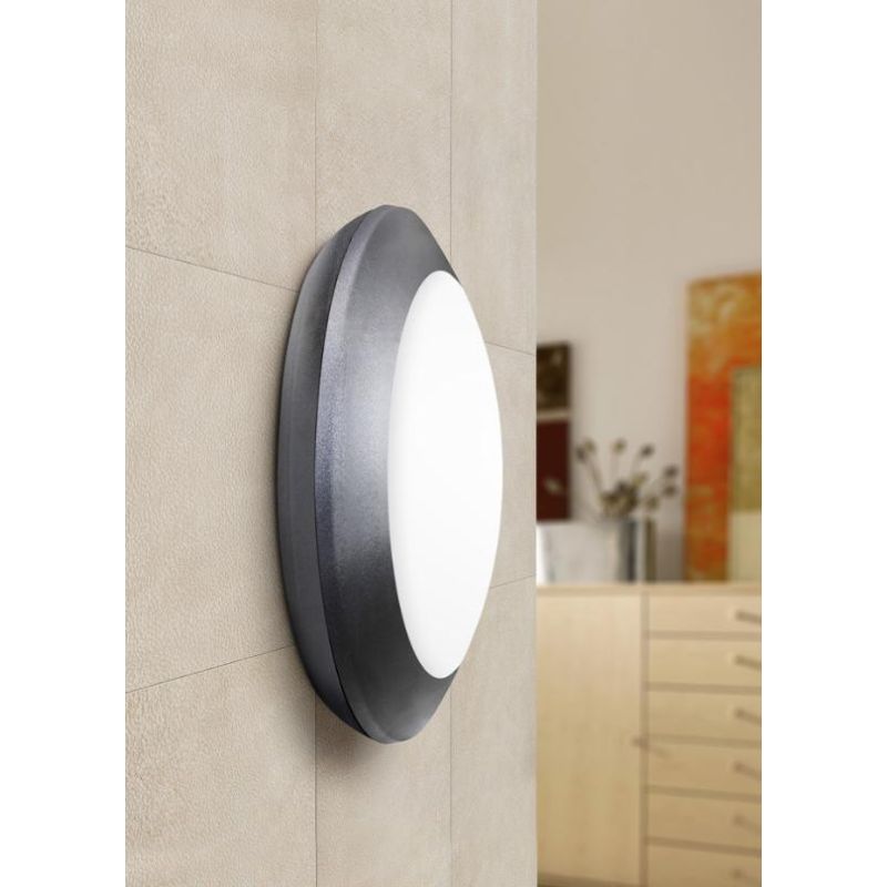 BERTA PLAFONIERA APPLIQUE DIAMETRO 27,5 ATTACCO 1XE27 IP66 IN RESINA BIANCA,GRIGIA O NERA DARK LIGHT - Cristalensi Shop Online