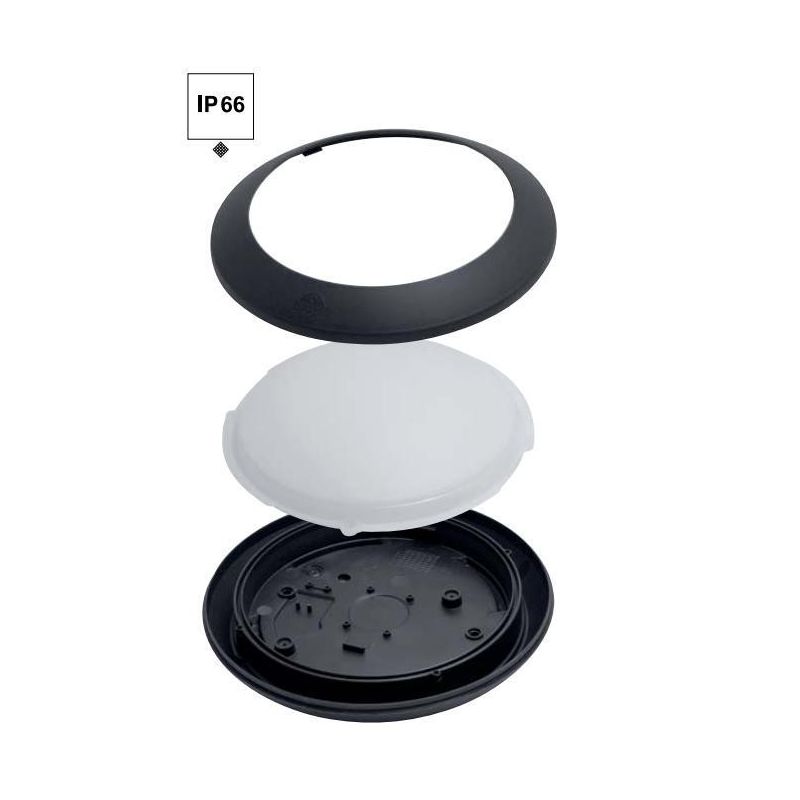 BERTA PLAFONIERA APPLIQUE DIAMETRO 27,5 ATTACCO 1XE27 IP66 IN RESINA BIANCA,GRIGIA O NERA DARK LIGHT - Cristalensi Shop Online