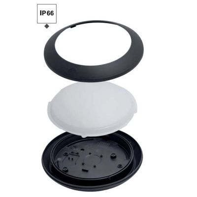 BERTA PLAFONIERA APPLIQUE DIAMETRO 27,5 ATTACCO 1XE27 IP66 IN RESINA BIANCA,GRIGIA O NERA DARK LIGHT - Cristalensi Shop Online