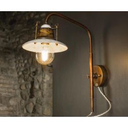 APPLIQUE RUSTICA IN OTTONE INVECCHIATO E CERAMICA CON BRACCIO REGOLABILE IN ALTEZZA DELLA IMAS IMAS - Cristalensi Shop Online 2