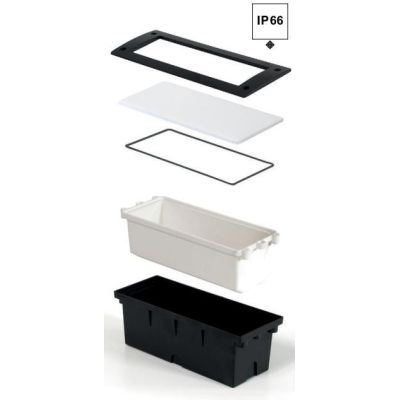 LETI 300 INCASSO IN RESINA NERA, BIANCA O GRIGIA E SCHERMO BIANCO IP66 CON PORTALAMPADE 1XE27 DARK LIGHT - Cristalensi Shop Onli