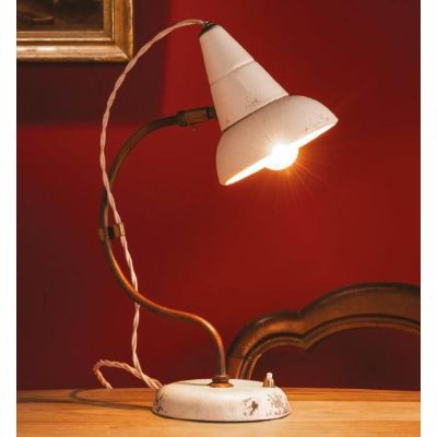 LAMPADA DA TAVOLO IN OTTONE INVECCHIATO E TERRACOTTA DECORATA PRODOTTA IN ITALIA IMAS - Cristalensi Shop Online