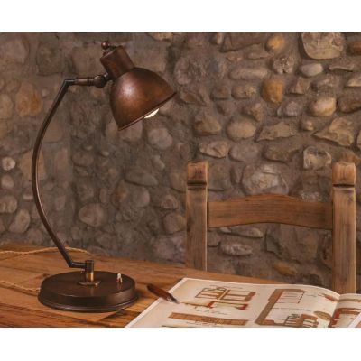 LAMPADA DA TAVOLO IN OTTONE INVECCHIATO CON SNODO MADE IN ITALY DELLA IMAS IMAS - Cristalensi Shop Online