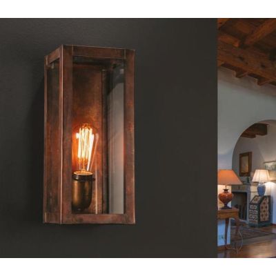 APPLIQUE A LANTERNA RETTANGOLARE IN OTTONE INVECCHIATO CON VETRO MADE IN ITALY DELLA IMAS IMAS - Cristalensi Shop Online