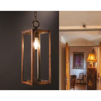 SOSPENSIONE A LANTERNA RETTANGOLARE IN OTTONE INVECCHIATO PRODOTTA IN ITALIA DALLA IMAS IMAS - Cristalensi Shop Online