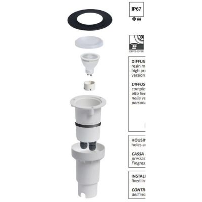 CECI 120 INCASSO CARRABILE IN RESINA GRIGIA O NERA IP67 CON LAMPADINA LED SOSTITUIBILE DARK LIGHT - Cristalensi Shop Online