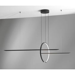 IN & OUT SOSPENSIONE MODERNA ALLUMINIO BIANCO O NERO LED 50W LUCE 3000K Vivida International - Cristalensi Shop Online
