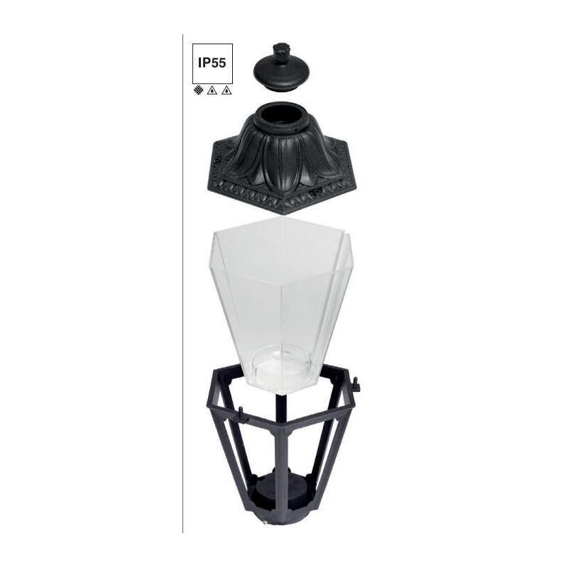 MIZAR ANNA PALO CON LANTERNA IN RESINA BIANCA O NERA IP55 CLASSICA ECONOMICA DARK LIGHT - Cristalensi Shop Online
