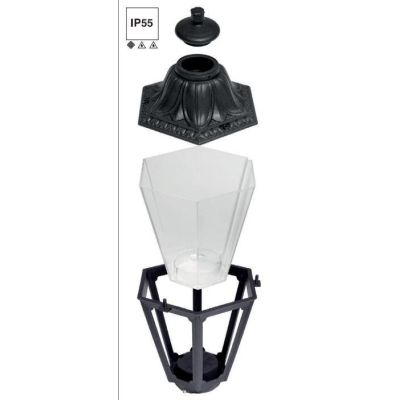 MIZAR ANNA PALO CON LANTERNA IN RESINA BIANCA O NERA IP55 CLASSICA ECONOMICA DARK LIGHT - Cristalensi Shop Online