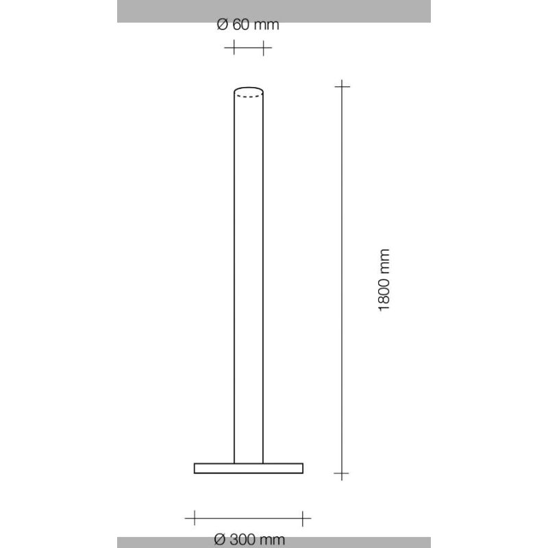 T311.50 PIRGOS PIANTANA TUBOLARE IN ALLUMINIO LED 43.2W DIMMERABILE LUCE 3000K ALTEZZA CM 180 IP40 MODERNA Sforzin Illuminazione
