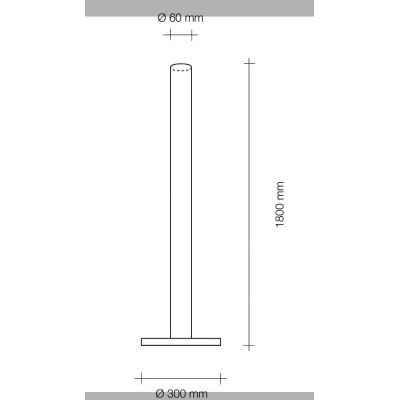 T311.50 PIRGOS PIANTANA TUBOLARE IN ALLUMINIO LED 43.2W DIMMERABILE LUCE 3000K ALTEZZA CM 180 IP40 MODERNA Sforzin Illuminazione