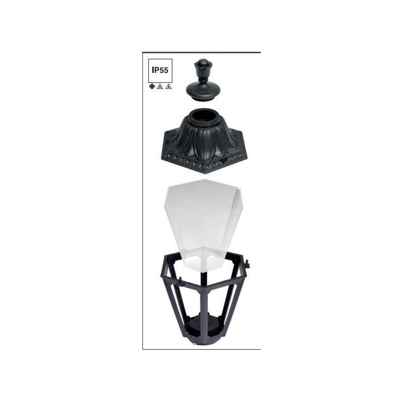 MIKROLOT ANNA PALETTO CON LANTERNA H38,5 IP55 IN RESINA BIANCA O NERA ECONOMICO DARK LIGHT - Cristalensi Shop Online