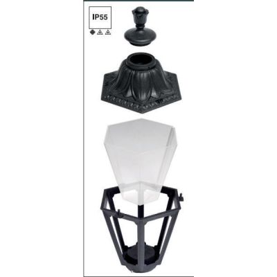 MIKROLOT ANNA PALETTO CON LANTERNA H38,5 IP55 IN RESINA BIANCA O NERA ECONOMICO DARK LIGHT - Cristalensi Shop Online