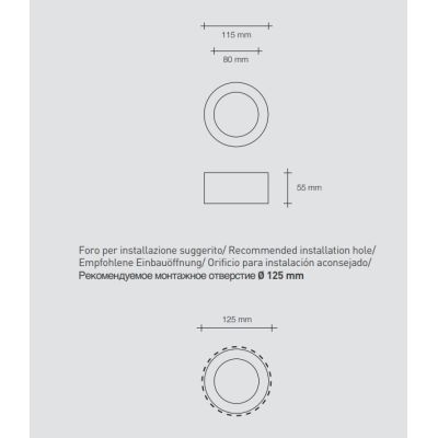 T337-338 FILIATRA FARETTO ROTONDO DA INCASSO IN GESSO D11.5 CM BORBO BIANCO O NERO LAMPADINA ATTACCO GX53 Sforzin Illuminazione