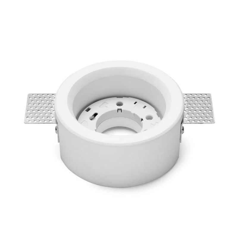 T337-338 FILIATRA FARETTO ROTONDO DA INCASSO IN GESSO D11.5 CM BORBO BIANCO O NERO LAMPADINA ATTACCO GX53 Sforzin Illuminazione
