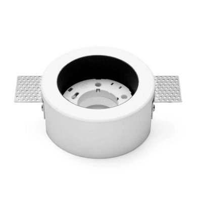 T337-338 FILIATRA FARETTO ROTONDO DA INCASSO IN GESSO D11.5 CM BORBO BIANCO O NERO LAMPADINA ATTACCO GX53 Sforzin Illuminazione