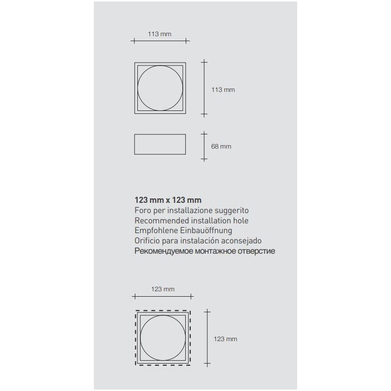 T381 FILIATRA FARETTO QUADRATO DA INCASSO IN GESSO CM 11.3X11.3 LAMPADINA ATTACCO GX53 Sforzin Illuminazione - Cristalensi Shop