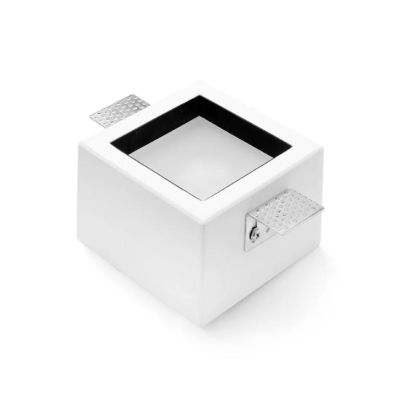 T382-383 FILIATRA FARETTO QUADRATO DA INCASSO IN GESSO BORDO BIANCO O NERO CM 11.3X11.3 LAMPADINA ATTACCO GX53 Sforzin Illuminaz