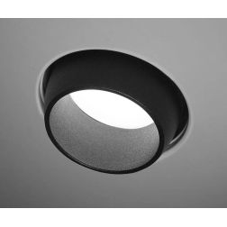 T356 LELANTO FARETTO DA INCASSO ORIENTABILE ROTONDO IN GESSO CON BORDO IN METALLO NERO LAMPADINA ATTACCO GU10 Sforzin Illuminazi