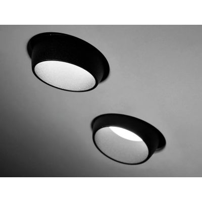 T357 LELANTO FARETTO DA INCASSO A DUE LUCI ORIENTABILE IN GESSO CON BORDO IN METALLO NERO LAMPADINE ATTACCO GU10 Sforzin Illumin