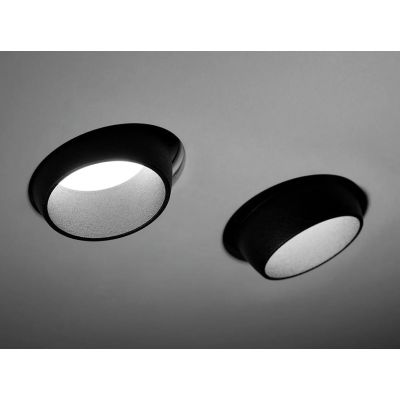 T357 LELANTO FARETTO DA INCASSO A DUE LUCI ORIENTABILE IN GESSO CON BORDO IN METALLO NERO LAMPADINE ATTACCO GU10 Sforzin Illumin