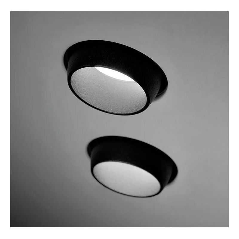 T357 LELANTO FARETTO DA INCASSO A DUE LUCI ORIENTABILE IN GESSO CON BORDO IN METALLO NERO LAMPADINE ATTACCO GU10 Sforzin Illumin