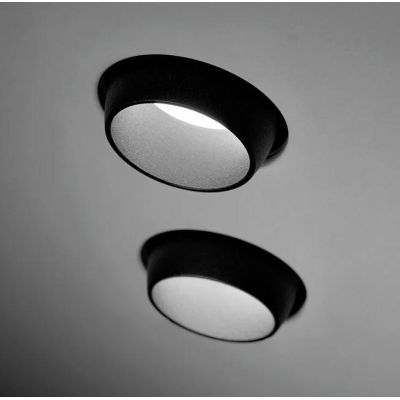 T357 LELANTO FARETTO DA INCASSO A DUE LUCI ORIENTABILE IN GESSO CON BORDO IN METALLO NERO LAMPADINE ATTACCO GU10 Sforzin Illumin