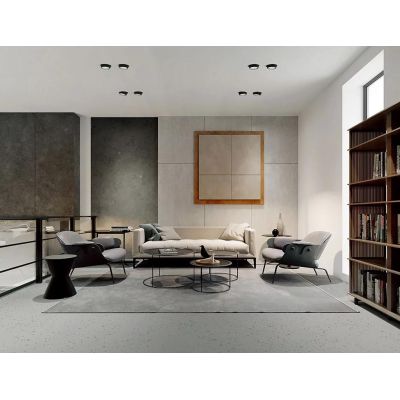 T357 LELANTO FARETTO DA INCASSO A DUE LUCI ORIENTABILE IN GESSO CON BORDO IN METALLO NERO LAMPADINE ATTACCO GU10 Sforzin Illumin