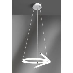LIGHT LINE SOSPENSIONE MODERNA LED DA 37W DIMMERABILE IN METALLO CROMO E DIFFUSORE BIANCO Vivida International - Cristalensi Sho 2