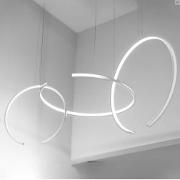 OLYMPIC SOSPENSIONE MODERNA ALLUMINIO BIANCO O NERO LED 100W LUCE 3000K/4000K Vivida International - Cristalensi Shop Online 2