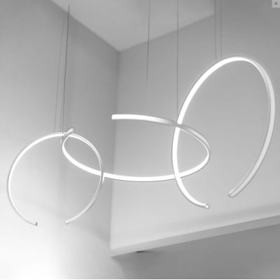 OLYMPIC SOSPENSIONE MODERNA ALLUMINIO BIANCO O NERO LED 100W LUCE 3000K/4000K Vivida International - Cristalensi Shop Online