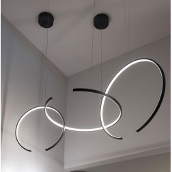 OLYMPIC SOSPENSIONE MODERNA ALLUMINIO BIANCO O NERO LED 100W LUCE 3000K/4000K Vivida International - Cristalensi Shop Online